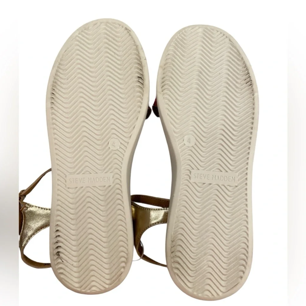 Steve Madden Starlight Sandals Metallic Gold and Pastel Colors Big Girls Size 4M